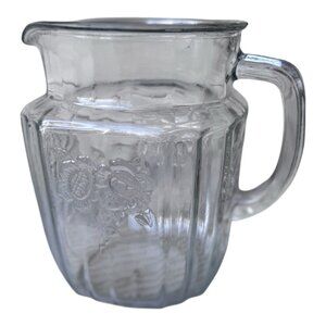 Vintage Anchor Hocking Open Rose Mayfair Clear Glass Pitcher Water Juice 32 Oz